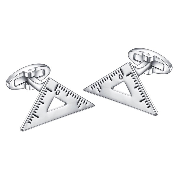 Yoursfs Silver Architect Cufflinks for Men Stainless Steel unique Triangle