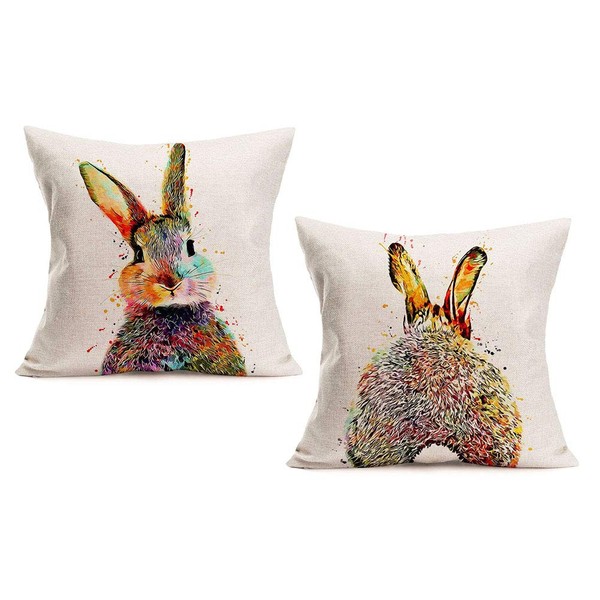 Xihomeli Cute Animal Rabbit Bunny Back Pillowcase 18x18 Inch Throw