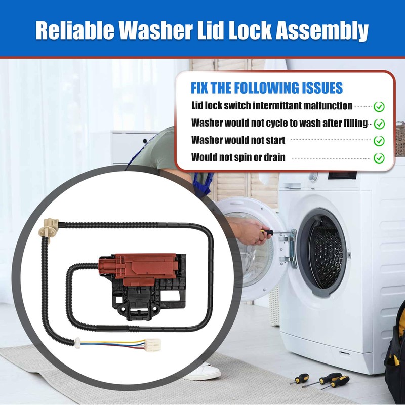 BENEGO W10404050 W10238287 Washer Lid Lock Latch Switch Assembly for