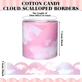Mixweer 65.6 Feet Pink Cloud Bulletin Board Borders Decorations for Classroom Scalloped Die Cut Border Trim Rolled Cotton Candy Cloud Chalkboard Trim for School Blackboard Desk Decor