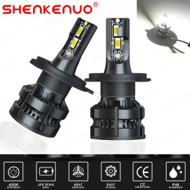 SHENKENUO MINI H4 9003 LED Headlight Bulbs Car & Truck High&Low Dual Beam Kit 6000K White