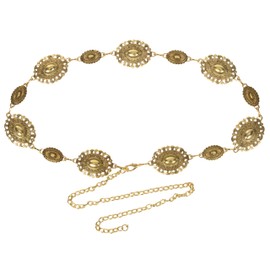 Mealah Women-Western-Oval-Concho Chain-Belt - Adjustable-Boho-Metal-Waist Chain-Belt-Country-Cowgirls Belts for Dress Jeans