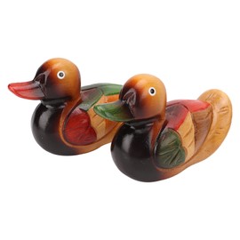 TANM Estatuas de Pato Mandarn de Madera, Estatuas de Patos de Madera Pintadas a Mano, Pintura Segura, Colores Vibrantes para Decoracin del Hogar      