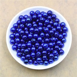 700pcs Pearl Beads 6mm Pearl Craft Beads Round Loose Pearls with Holes for Sewing Crafts Decoration Bracelet Necklace Jewelry Making (Royal Blue)