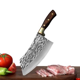 Serbian Chef Knife Meat Cleaver Sharp Slicing Knife Forged Butcher Knife with Full Tang Handle Kitchen Knife for Kitchen, Camping, BBQ