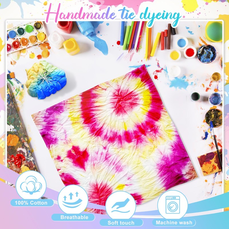 DEXLALA 12PCS White Bandana Bulk for Tie Dying Bulk Blank