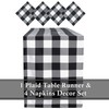 Table Runner and 4 Napkins - White Plaid Pattern -