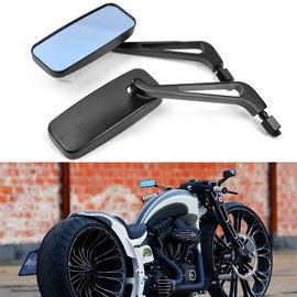 DREAMIZER 8mm/10mm Black Motorcycle Universal Rectangle Rear View Side Mirrors Compatible for Harley Street Bike Scooter Chopper Cruiser Sportster Dyna Softail Dirt Bike