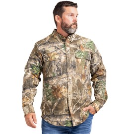 Realtree Men's Long Sleeve Button-Down Edge Camo Shirts for Hunting, Hiking and Fishing, Size 2X-Large