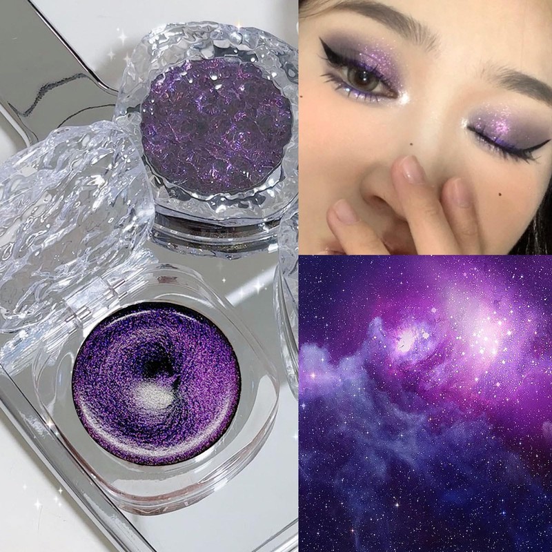 Glitter Eyeshadow Purple Shimmer Black Cream Eye Shadow, Soft Smooth