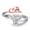 Senpotly 925 Sterling Silver Highland Cow Ring for Women Dainty