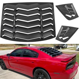 3pcs Rear & Side Window Louvers for 2011-2023 Dodge Charger SXT/GT/RT/RT Scat Pack/Scat Pack Widebody/SRT Hellcat Widebody, Matte Black ABS All Weather Windshield Sun Shade Cover