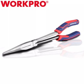 WORKPRO Premium 11" Extra Long Needle Nose Pliers Heavy-Duty CRV Steel Soft Grip