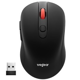 USB Wireless Mouse for Laptop PC Mac, 2.4GHz Cordless Mouse with 6 Buttons, 5-Level Adjustable 4000 DPI, Ergonomic Portable Optical Computer Mice, 24-Month Battery Life -Black