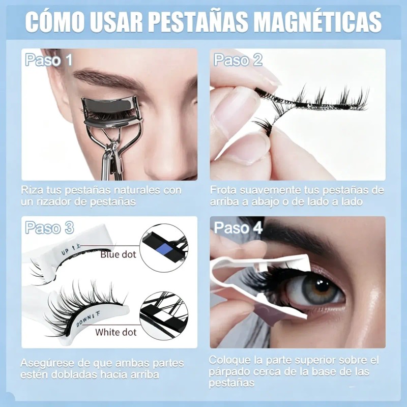 Pestarias Magneticas Reutilizables Sin Pegamento, 4 Estilos
