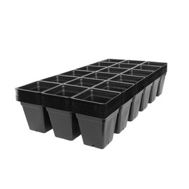 Handy Pantry Black Plastic Garden Tray Inserts - 10 Sheets of 18 Planting Pot Cells Each - 3x6 Configuration - Perforated - Nursery, Greenhouse, Gardening