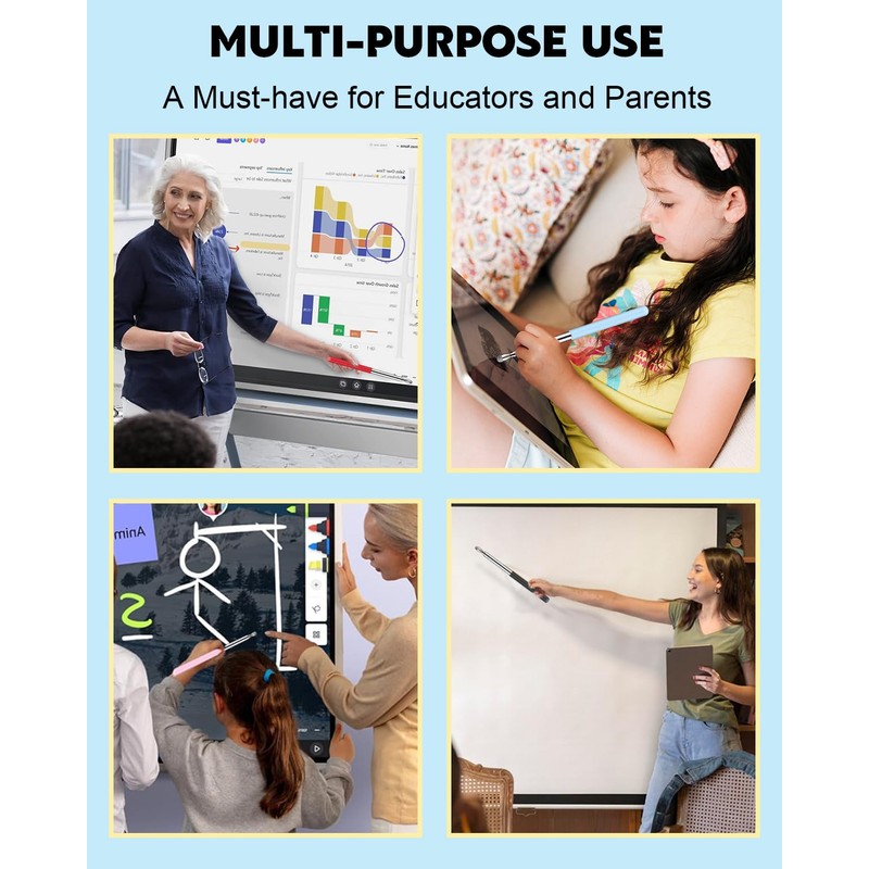 Dumero Telescoping Poiner Stick for Classroom Teacher Kids Reading, Dumero