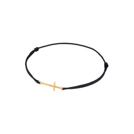 Elli Women's Bracelet Cross Trend Symbol Elastic Nylon Black in 925 Sterling Silver, Nylon Sterling Silver, None