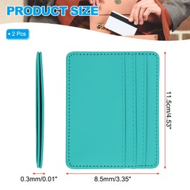 PATIKIL Minimalist Slim Wallet, 2 Pcs Leather Front Pocket Credit Card Holder with ID Window for Business Men & Women, Lake Blue