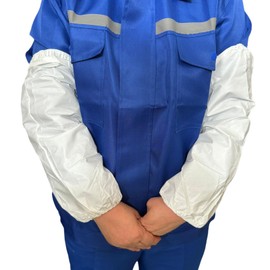 BJEFHYP Non-Woven Arm Sleeves Waterproof Breathable Disposable Sleeve Painting Tattoo Cleaning BBQ Cooking 17 Inch 100 White (XL)