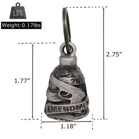 【3Pack】Motorcycle Bell w/Hanger Biker Bell Motorcycle Accessories For Good Luck Safe Riding Luck Key Chain Bell (2ND AMEMNDMENT)