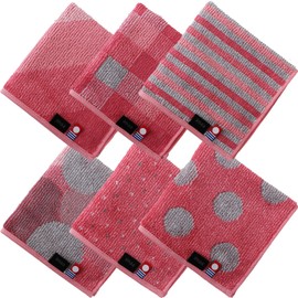 imaa Imabari Towel Certified Hand Towel, Towel Handkerchief, Made in Japan, Antibacterial, Odor Resistant, Cotton, Bamboo Rayon, Bamboo Fiber, Vacuum Compression Pack (6 Assorted Bamboo Pink)