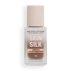 Revolution Beauty London, Skin Silk Serum Foundation, Light to Medium Coverage, Lightweight & Radiant Finish, Contains Hyaluronic Acid, F16 Deep Skin Tones, 0.77 fl oz