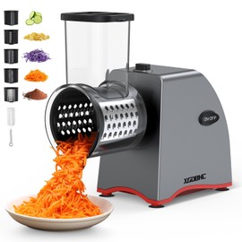 Electric Cheese Grater, Upgraded Salad Maker with 5 Replaceable Stainless Blades, 250W Electric Cheese Shredder, One-Touch Control Vegetable cutter Kitchen Slicer for Cheeses, Fruits, Nuts