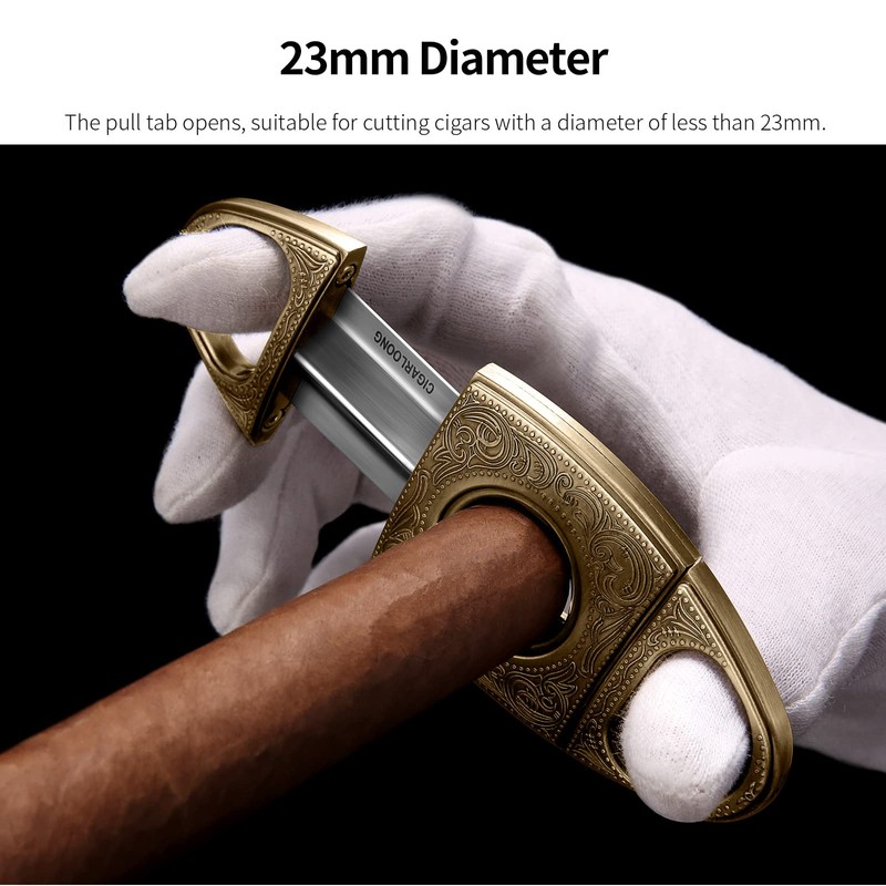 CIGARLOONG Cigar Cutter and Lighter Set Sharpening Blade V Cut
