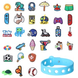 Rocf Rossini 30 Pack Cute Shoe Charms for Girls Teens Party Favors - Fun and Durable Boys Slipper Decoration for Bags and Wristbands - Perfect Gifts for Kids and Adults