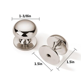 khtumeware 10 Pack 1-3/8 Inch(35mm) Polished Nickel Cabinet Knobs Dresser Knobs Mushroom Drawer Knobs Kitchen Cabinet Hardware Zinc Knobs for Dresser Drawers