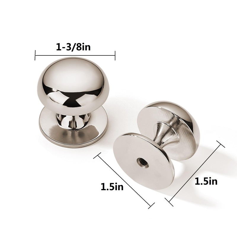 khtumeware 10 Pack 1-3/8 Inch(35mm) Polished Nickel Cabinet Knobs Dresser