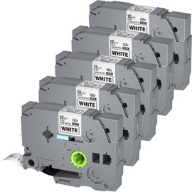 4Pack TZe-231 Tape Label Maker Compatible with Brother P-Touch TZe-231 Tape, TZE231 ½” 0.47”x 26.2 ft Laminated Black on White, for use with PT-D210, PT-H110, PT-D220, PT-D410, PT-D600