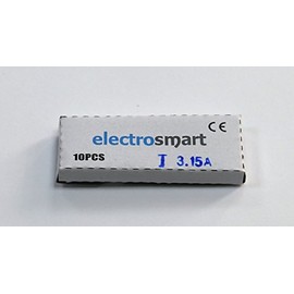 electrosmart Pack of 10 3.15A T3.15A 20mm x 5mm Glass Fuse 250v Slow Blow/Time Lag/Delay