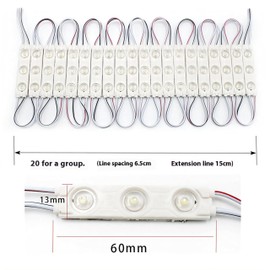 LianGSanSan LED Module Strip Lights, 3-LED Design, Waterproof,DC12V,20-Pack with Wires (Pink)