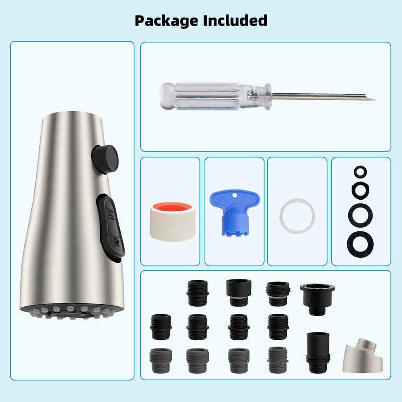 Hibbent Metal Pull Down Spray Head for Kitchen Faucet, Kitchen