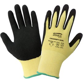 Global Glove CR588MFY - Samurai Glove - Cut Resistant Nitrile Palm-Coated Gloves, 12 pairs, Medium, Black, Yellow