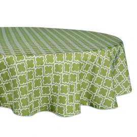 DII 100% Polyester, Spill Proof and Waterproof, Machine Washable, Tablecloth for Outdoor Use, 60" Round, Fresh Spring Lattice, Seats 4 People