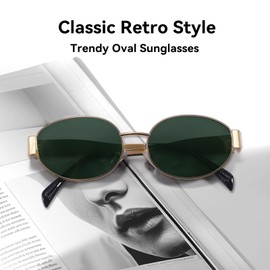 Dollger Retro Oval Polarisiert Sonnenbrille Damen Herren Metal Trendy Classic Mode-Sonnenbrillen UV400 Schutz Green