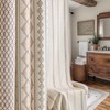 Boho Linen Shower Curtain for Bathroom with Striped Print,72" W