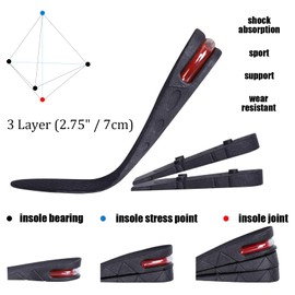Height Increase Insoles for Men Women, 3-Layer 2.5 Inch Air Cushion Shoes Insoles Heel Insert Comfort Breathable