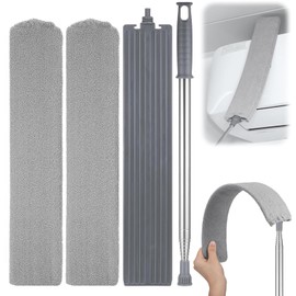 Retractable Gap Dust Cleaner Brush with Long Handle (30 to 100 inches), Cleaning Tools with 2 Microfiber Dusting Cloths, Extendable Duster for Cleaning Under Refrigerator Sofa Couch Bed Furniture