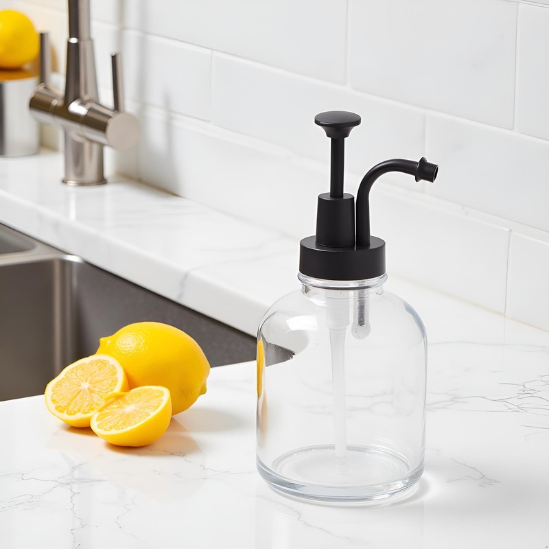 Glass Pump Soap Dispenser Kitchen Hand Soap Dispenser Sour Cream
