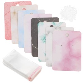 COHEALI 1 Set Jewelry Display Cards for Earrings Necklaces Marble Pattern Display Card Holders with Earring Backs Bags