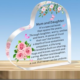 JMIMO Mum Daughter Gifts Mum Birthday Gifts From Daughter Mum Daughter Christmas Mothers Day Acrylic Plaque Present