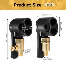 UIHRLM 2 Pack Dual Head Bike Valve Adapter, Presta Valve Pump Adapter with Connector Heads, Multi-Use Dual Head Bike Track Pump Tyre Air Pumps Accessories for Bicycle Bikes Vehicle Replacement