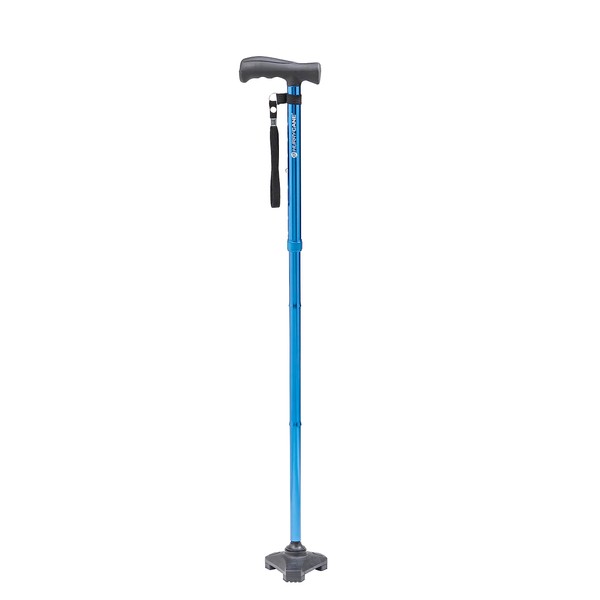 HurryCane HCANE-BL-C2 Freedom Edition Foldable Walking Cane with T Handle, 37.5 Inches extended length, Trailblazer Blue