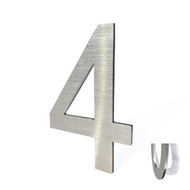 Stainless Steel House Numbers,Metal Modern House Numbers,Mailbox Decor Number,Self-adhesive house Number(3Inch-4, Silver)