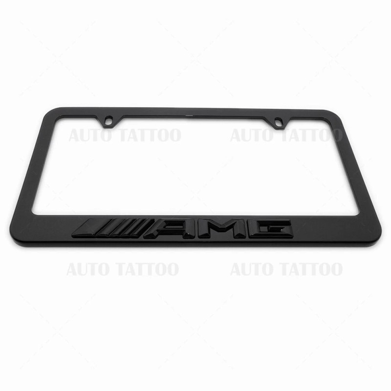AutoTattoo 1x Mercedes-AMG 3D Gloss Black License Plate Frame Cover
