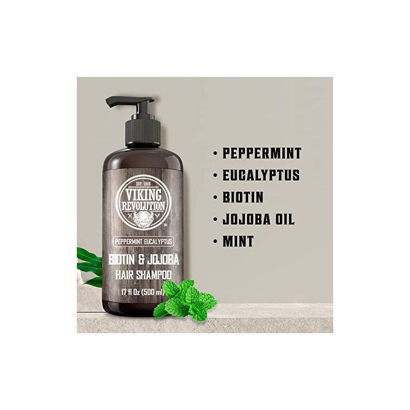 Viking Revolution- Champú Biotin para hombres - Champú de eucalipto